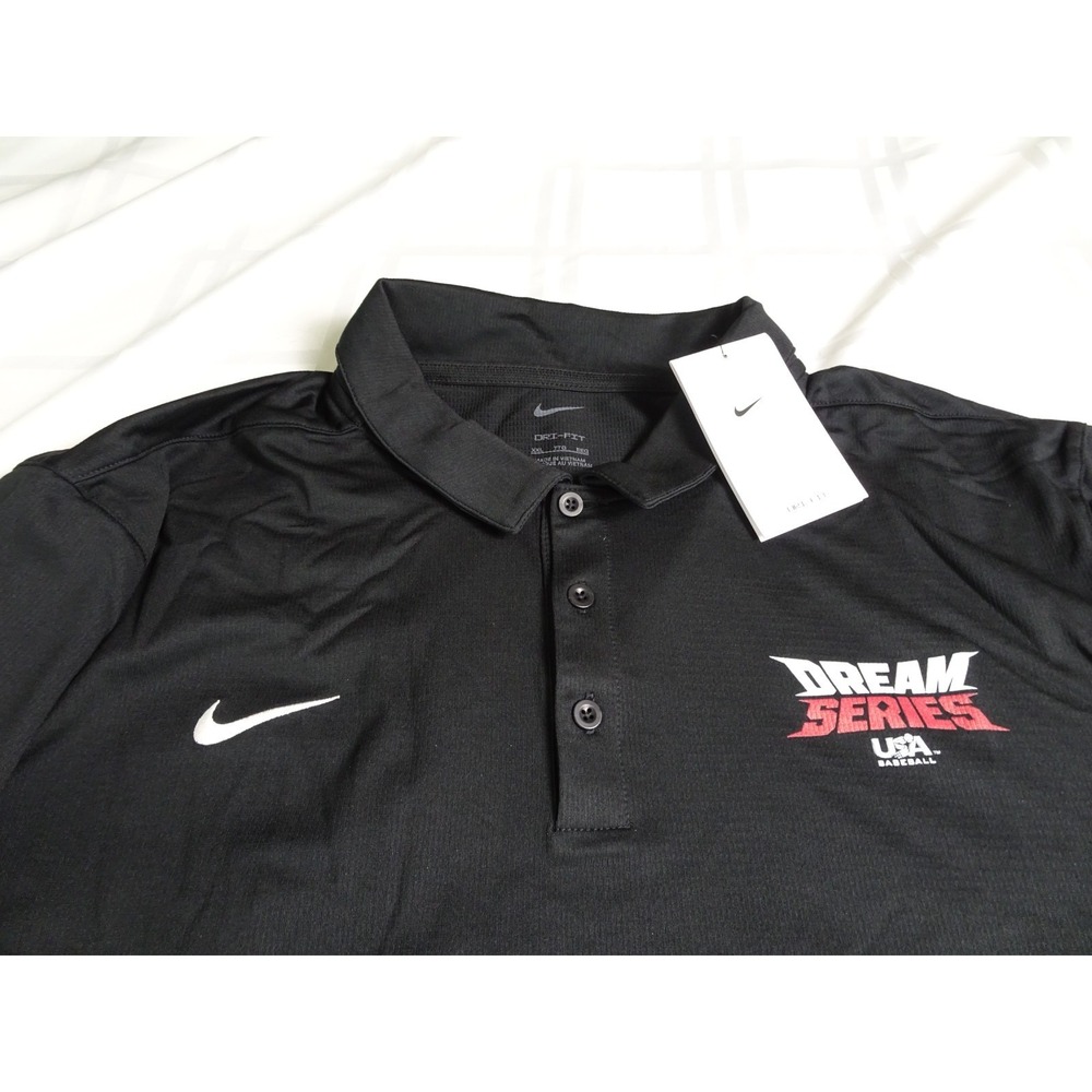 Dream Series USA Baseball Polo. Men's 2XL. Black, short sleeve